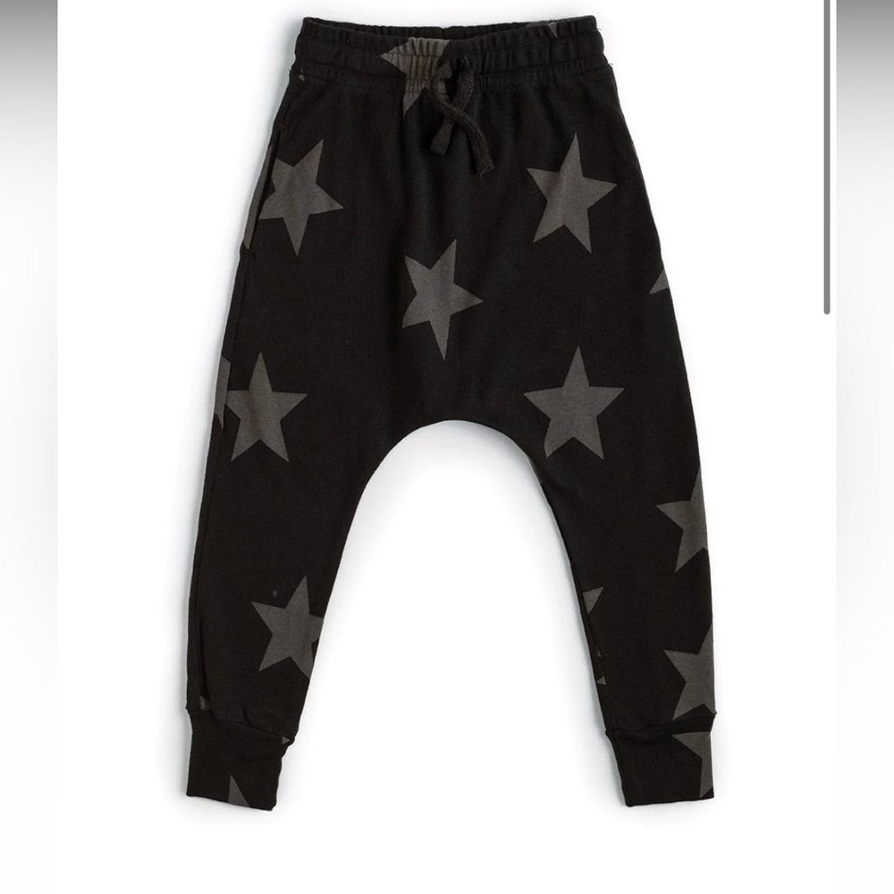 Nununu Star Baggy French Terry Sweatpants Black Gray Star NWT